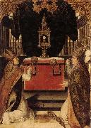 Saints augustine and hubert burning incense at an altar unknow artist
